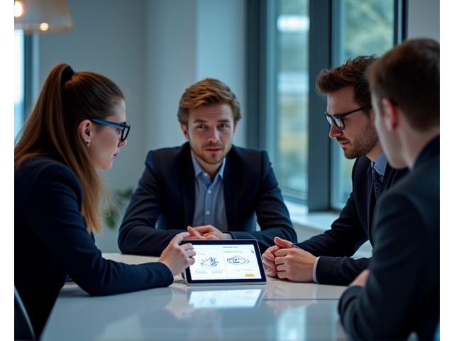Startup-johtaja neuvottelemassa sijoittajan kanssa luottamuksellisesti.