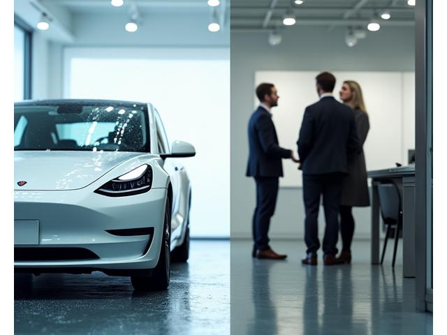 Kuvassa rinnakkain kiiltävä, vastapesty auto ja tyylikäs toimisto, jossa lakimies neuvomassa asiakasta. Kuva korostaa Rannikko Puhdistuksen kaksoisosaamista.